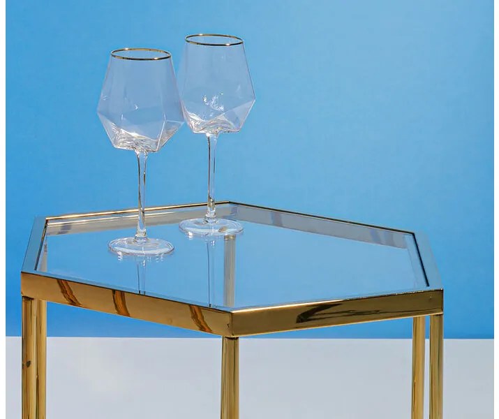 Diamond Gold pohár na víno so zlatým okrajom