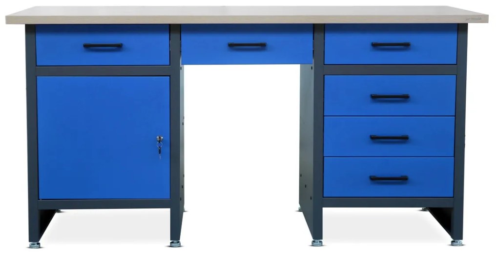 Dielenský stôl so zásuvkami FRANK, 1700 x 850 x 600 mm, antracitovo modrý