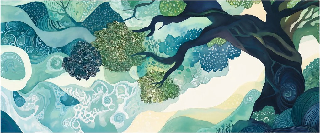Obraz – Zelená koruna stromu života (120x50 cm)