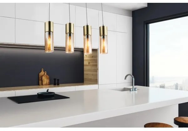 GLOBO 21000-4HM - Luster na lanku ANNIKA 4xE27/25W/230V mosadz