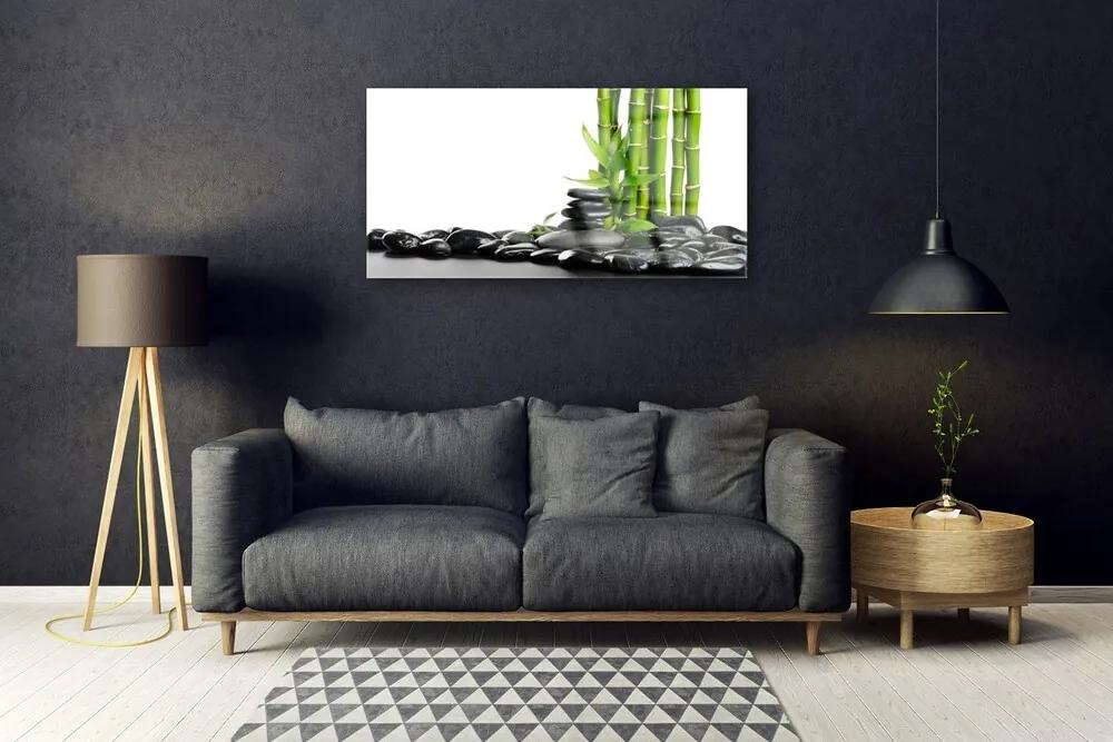 Obraz na skle Bambus kamene umenie 120x60 cm