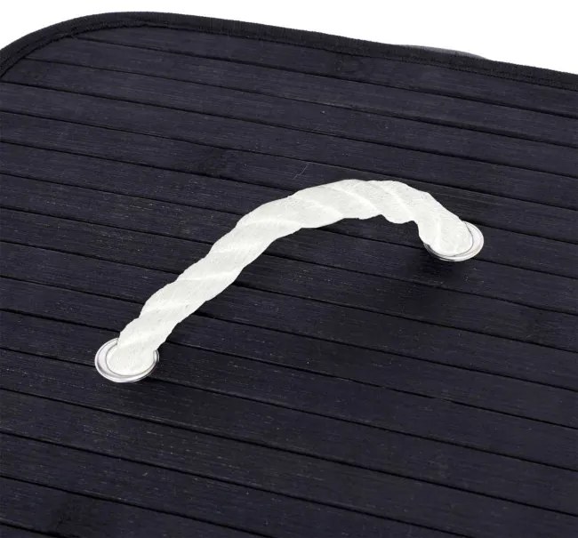 Rohový kôš na bielizeň 60 l bambusový čierny