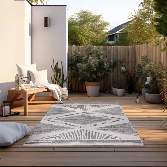 Obojstranný koberec Elle Decoration GEMINI Rhombus strieborný