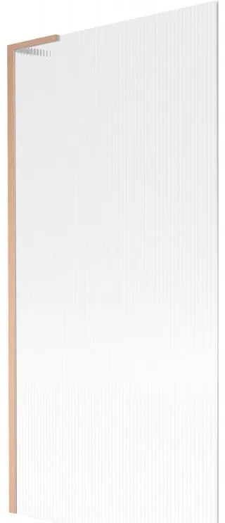 Mexen Next L, 1-krídlová vaňová zástena 90 x 150 cm, 6mm sklo s rebrovým vzorom, medený profil, 895-090-000-03-09-65