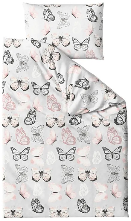 Obliečky z mikrovlákna MY BUTTERFLY svetlo sivé Rozmer obliečky: 70 x 90 cm | 140 x 220 cm