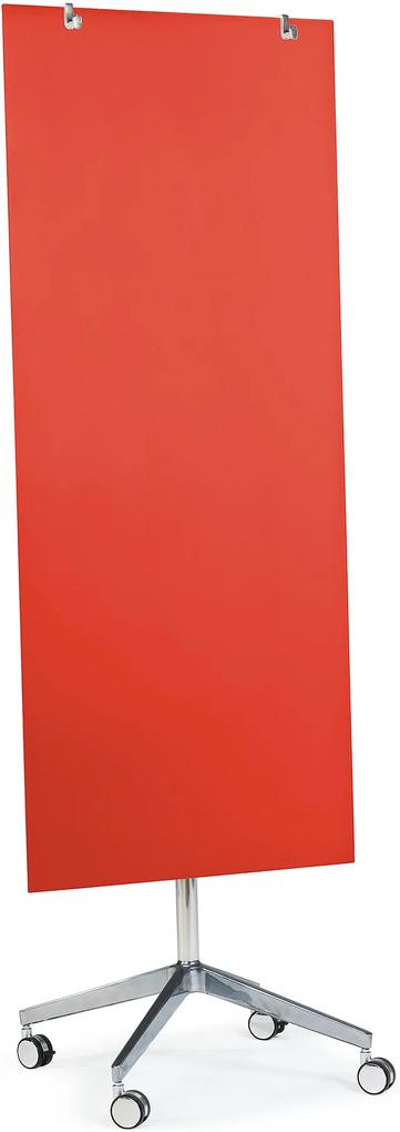 Mobilná sklenená magnetická tabuľa Stella, 650x1575 mm, svetločervená
