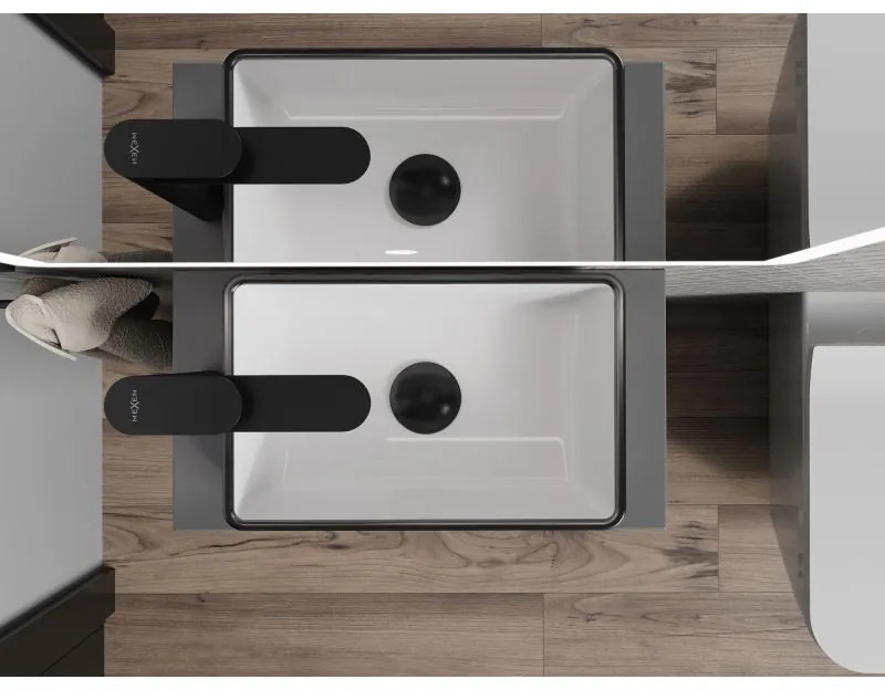 Mexen Nadia, umývadlo na dosku 36x23x12 cm, biela lesklá-čierny okraj, 21613607