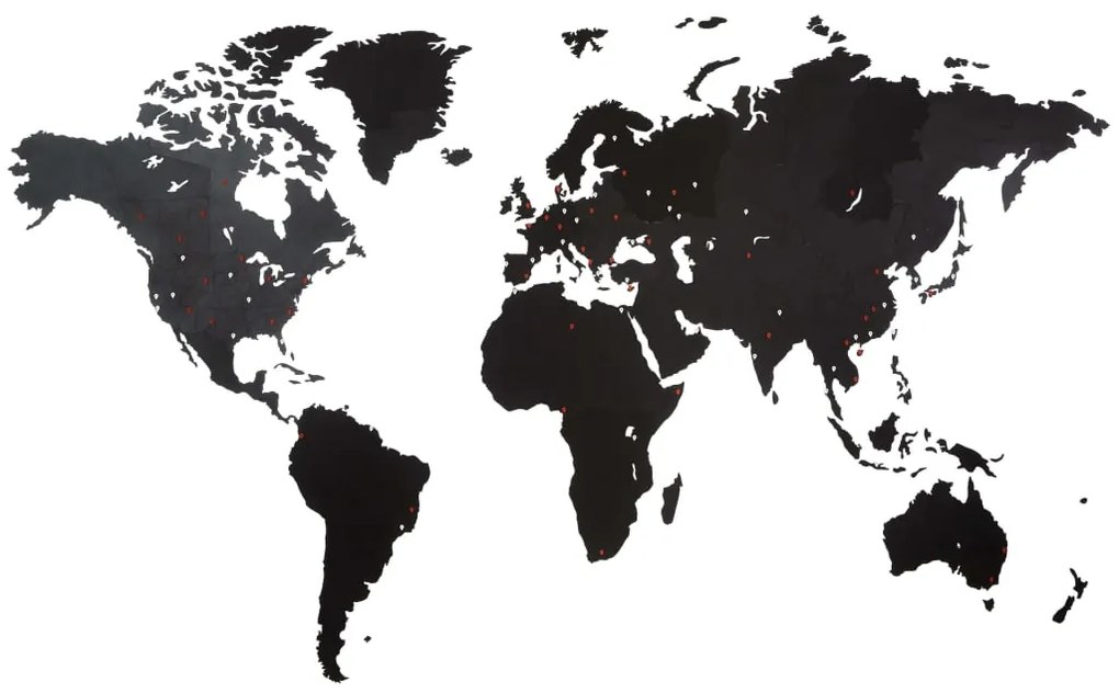 MiMi Innovations Drevená nástenná mapa sveta Giant, čierna 280x170 cm