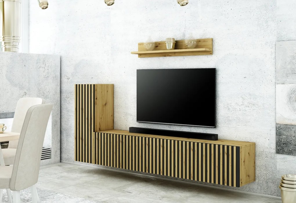 Obývacia stena TREND 3, dub artisan/čierna