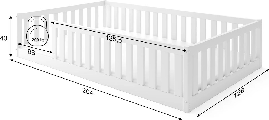 Široká posteľ BELLA SIMA 120×200 cm Montessori – biela