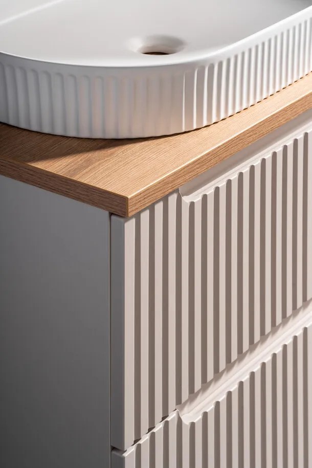 Závěsná skříňka pod umyvadlo Nova Cashmere II s deskou 80 cm kašmír/dub coast evoke