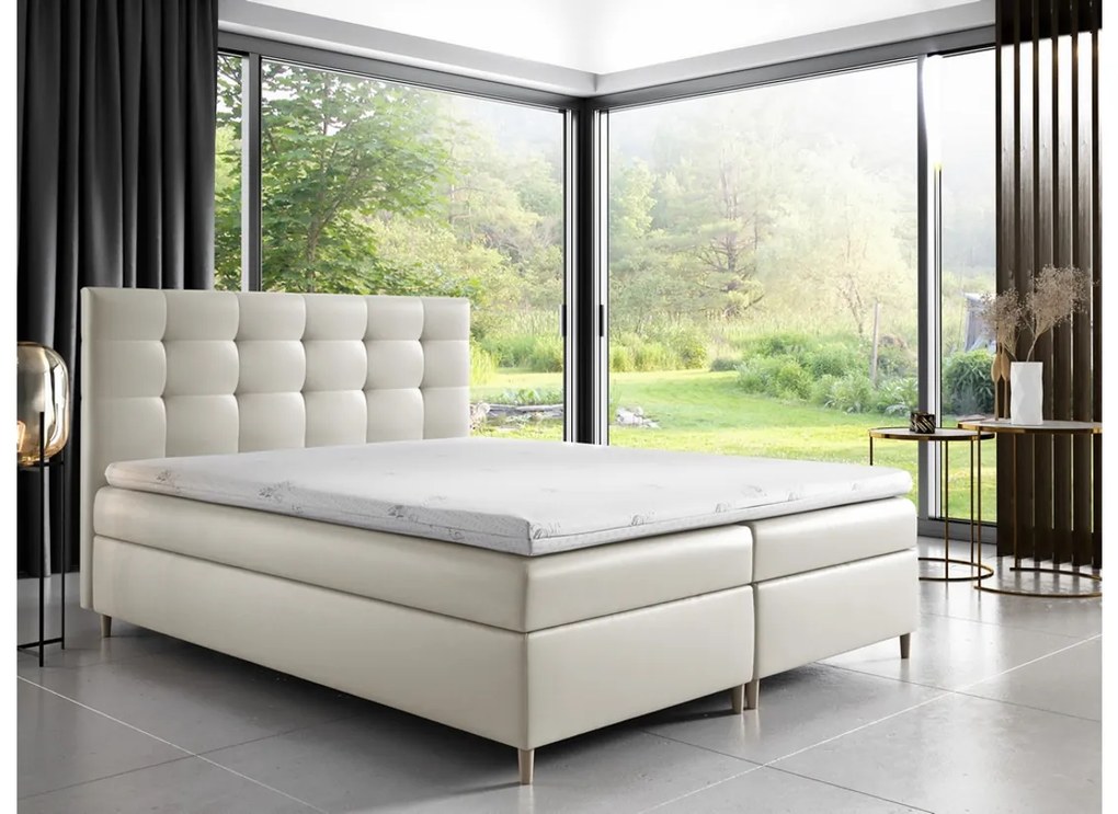 Čalúnená posteľ boxspring MARIANA + topper, 200x200, madryt 920