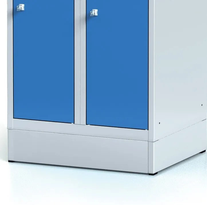 Alfa 3 Šatníková skrinka S6 na sokli s úložnými boxami, 6 boxov, 1920 x 600 x 500 mm, otočný zámok, sivé dvere