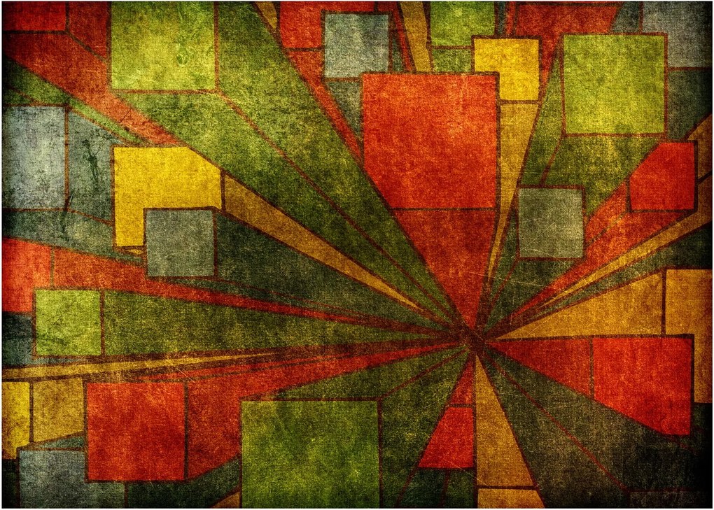 Sklenený obraz geometrické abstrakcie (70x50 cm)