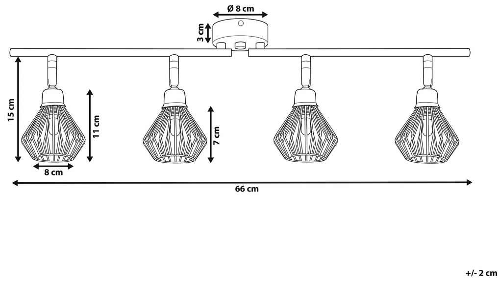 Stropná lampa čierna / meď VOLGA L Beliani