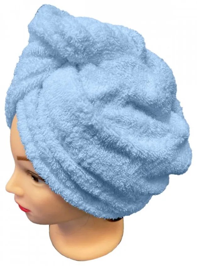 Rýchloschnúci froté Turban na vlasy svetlomodrý