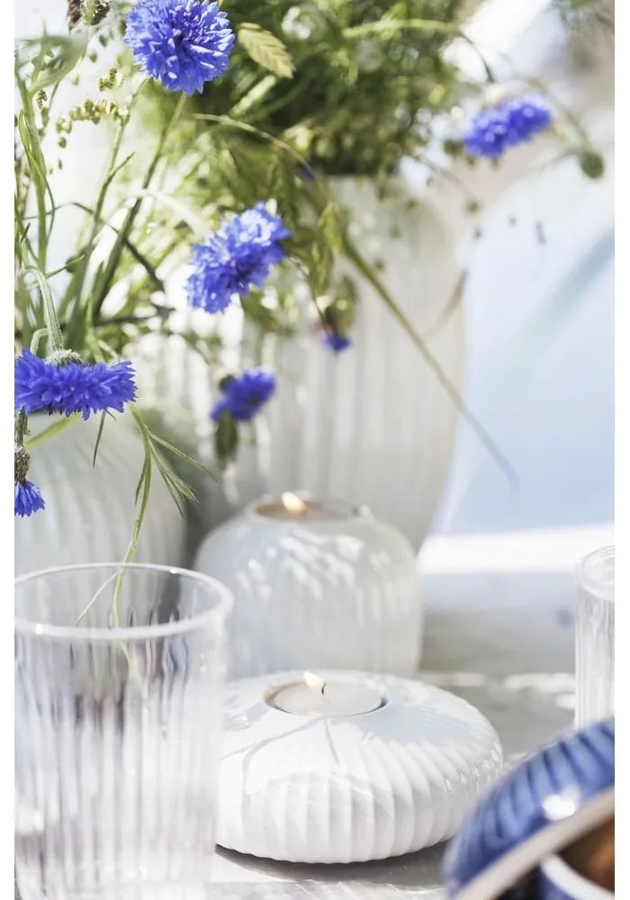 Biely porcelánový svietnik na čajové sviečky Kähler Design Hammershoi, ⌀ 13 cm