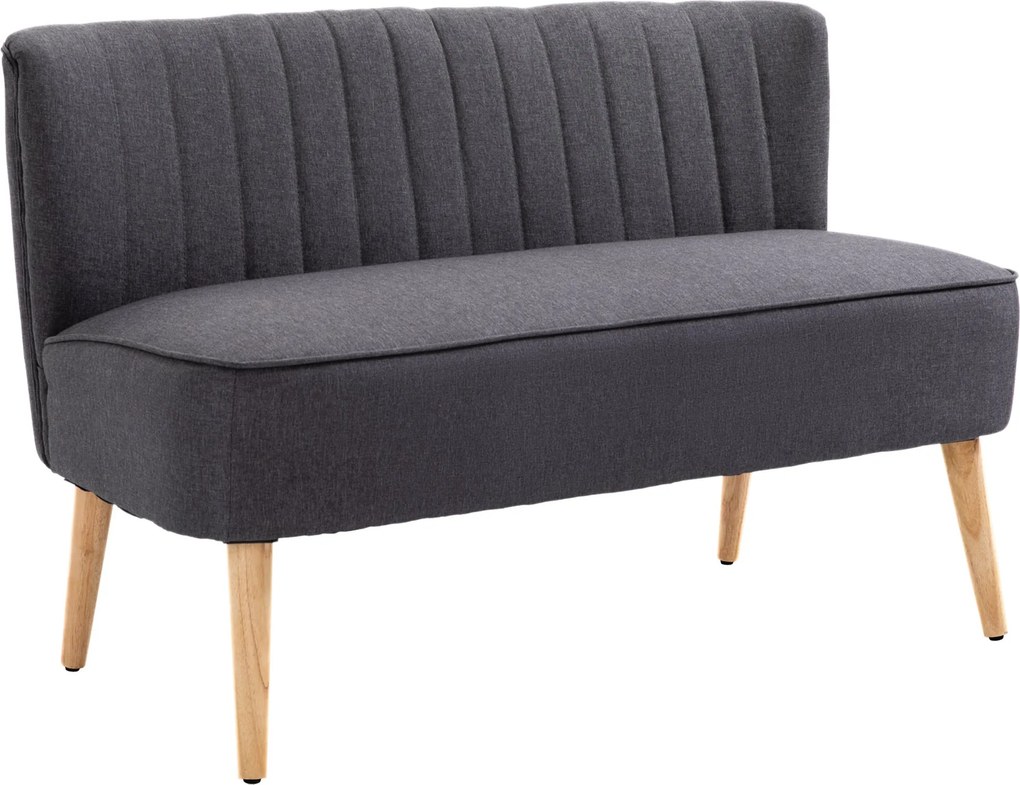 HOMCOM 2-miestna pohovka – kompaktná čalúnená pohovka (látka s efektom ľanu), tmavosivá (117 × 56,5 × 77 cm) | Aosom