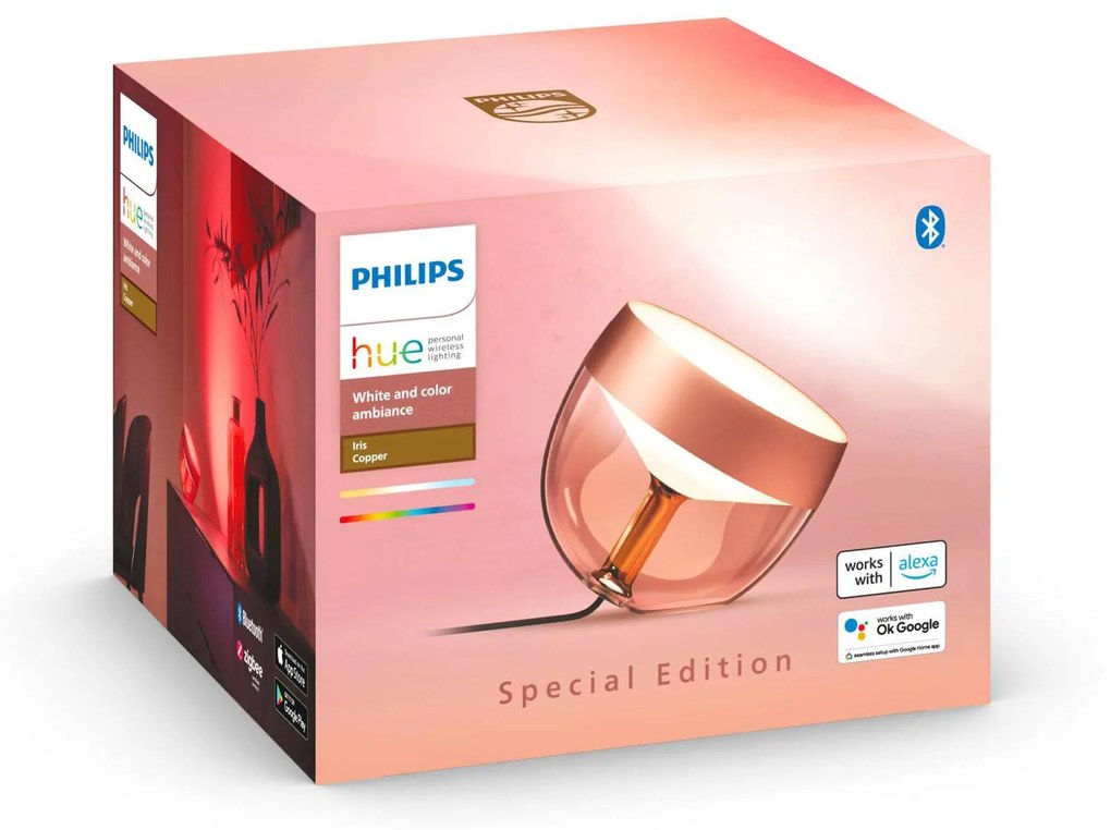 Philips Hue Iris WACA stolná LED lampa, medená