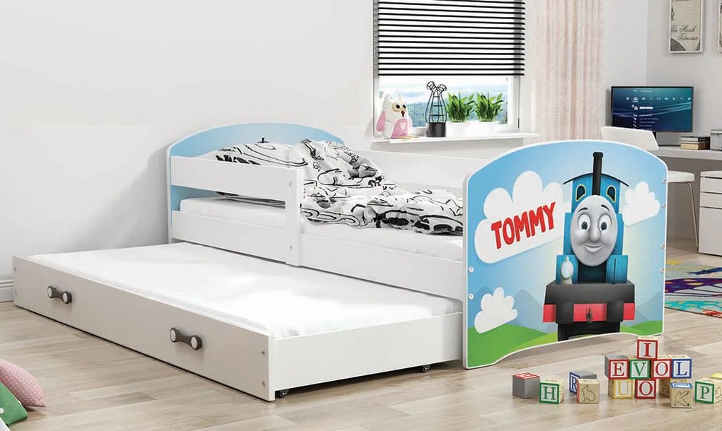 Detská obrázková posteľ s prístelkou LUKI 2 | biela Obrázok: Tommy