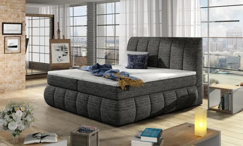 Posteľ Boxspring Vincenzia 200x180, tm. šedá (pytlovina - bvi 02)