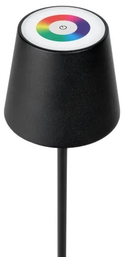 LED RGBW stmievateľná vonkajšia lampa LED/1,5W/4000 mAh 3000K IP44 čierna