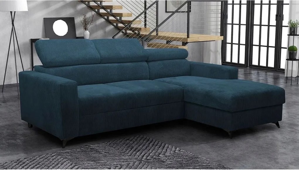 Rohová sedačka Laviosuna Premium (tmavomodrá) (s úl. priestorom) (p)