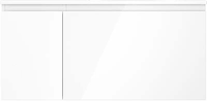 Mexen Orio, kúpeľňová skrinka 100 cm s pravým umývadlom Vela, 1S, 1D, biela lesklá, 91A13-10047-3-BBFF00-W23P00