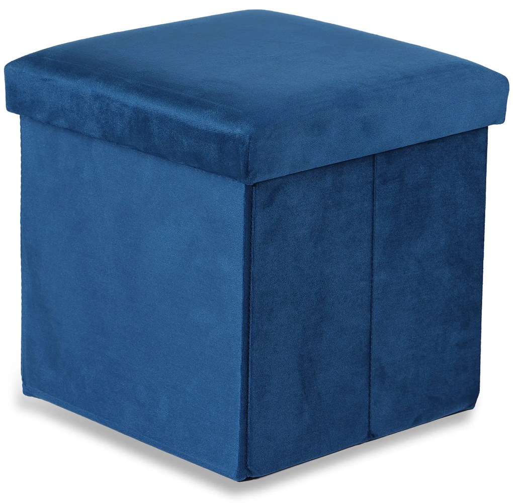 Modrý skladací taburet CUBEXO VELVET M
