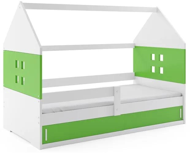 BMS Group Detská posteľ domček DOMI 1 biela - zelená 160x80cm