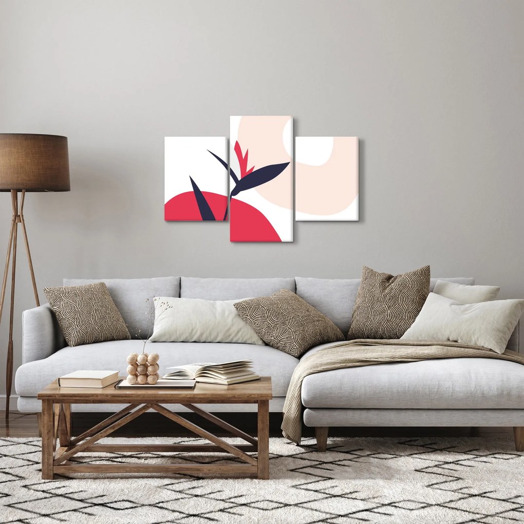 Obraz - Ružová florálna abstrakcia N⁰1 (90x60 cm)