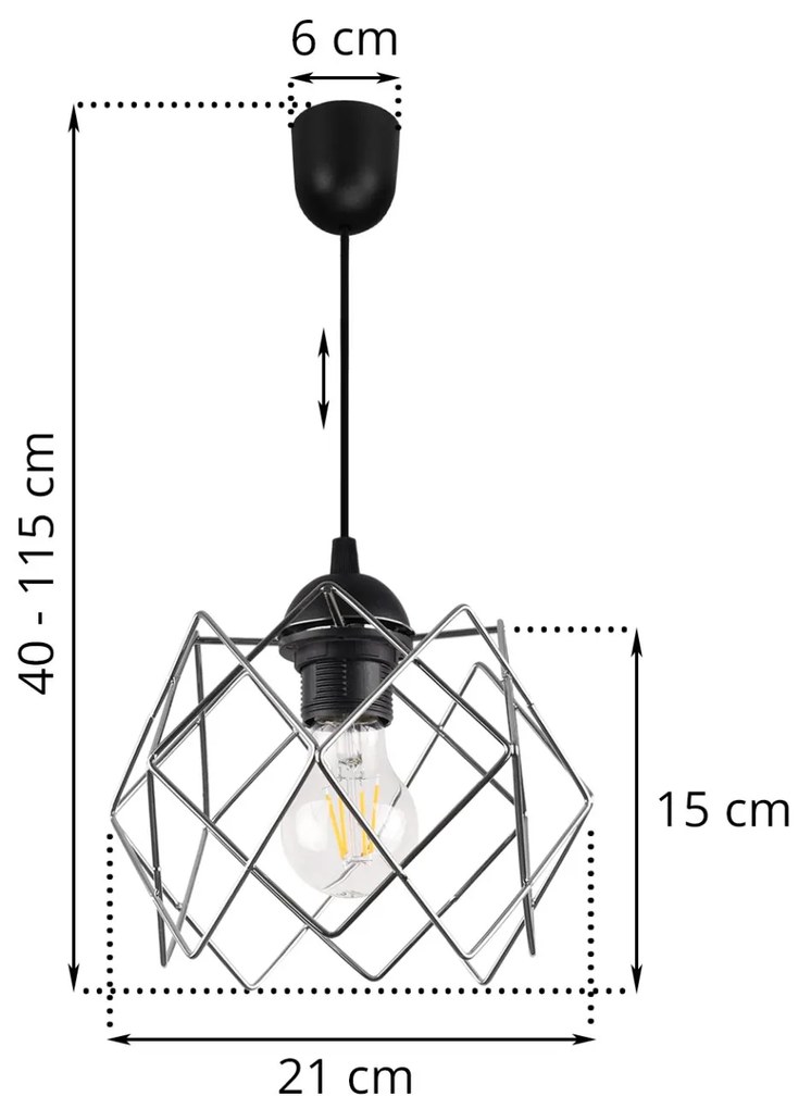 Závesné svietidlo Stella, 1x chrómové drôtené tienidlo, LP