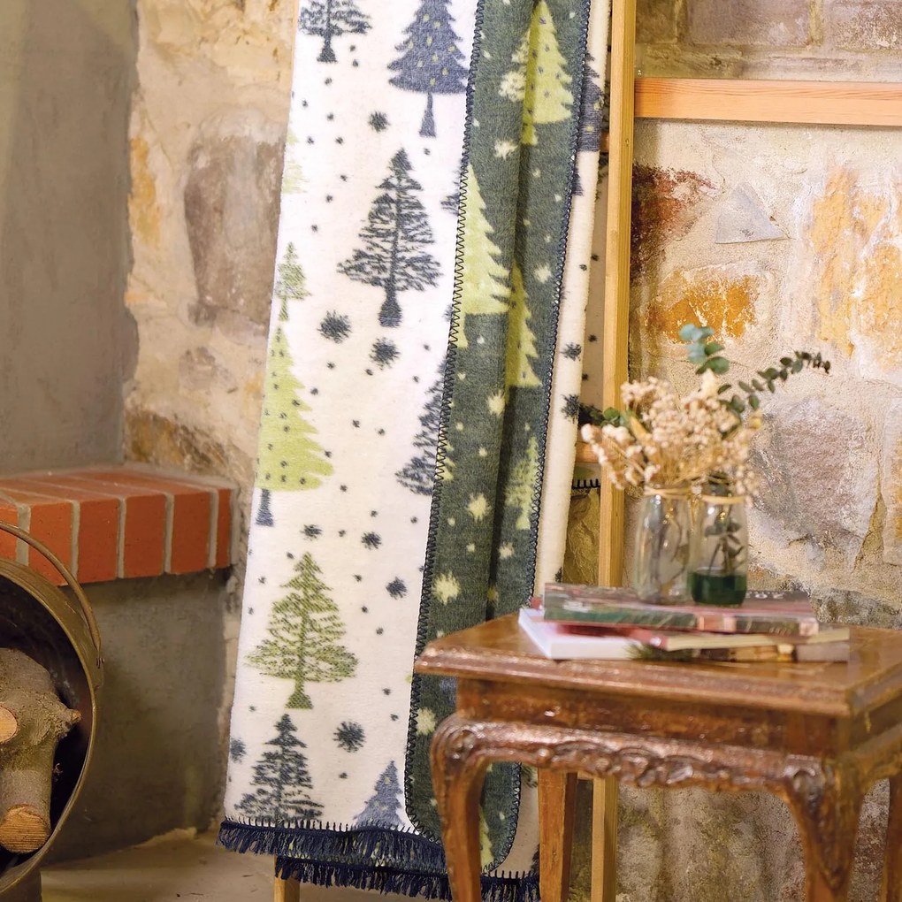 VIANOČNÁ BAVLNENÁ DEKA RUDY13 150X200 CM VZOROVANÁ