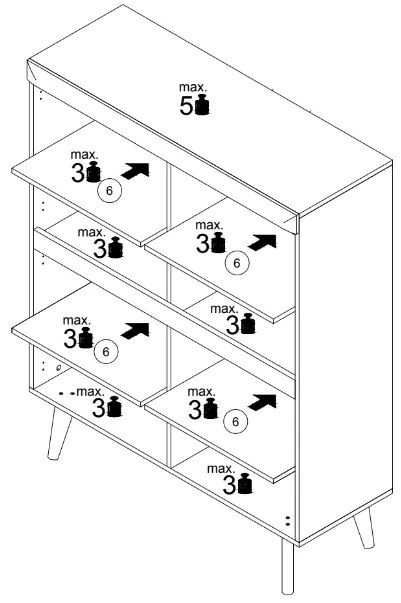 PIA 4-dverová komoda Nordi - biela