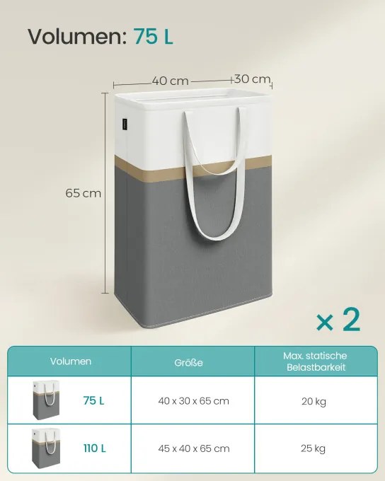 Set dvoch košov na bielizeň 2x75L LCB208G01