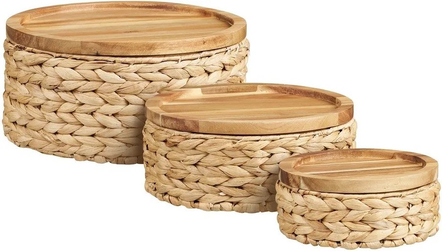 Košíky v súprave 3 ks z vodného hyacintu ø 30x15 cm Botofte – House Nordic