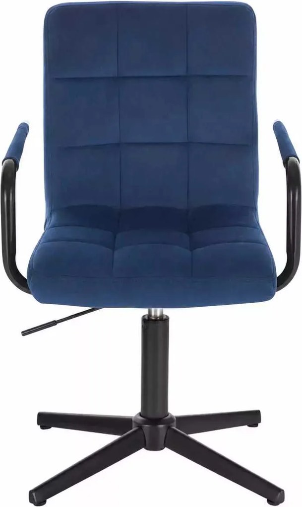 LuxuryForm DESIGN Otočná stolička VERONA BLACK VELUR na čiernom kríži - modrá
