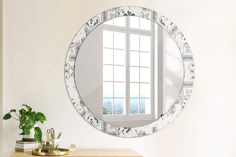 Okrúhle ozdobné zrkadlo na stenu Retro dlaždice fi 90 cm