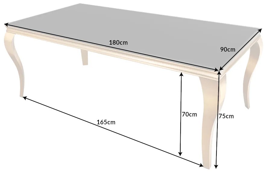 Dizajnový jedálenský stôl Rococo 180 cm čierny / zlatý