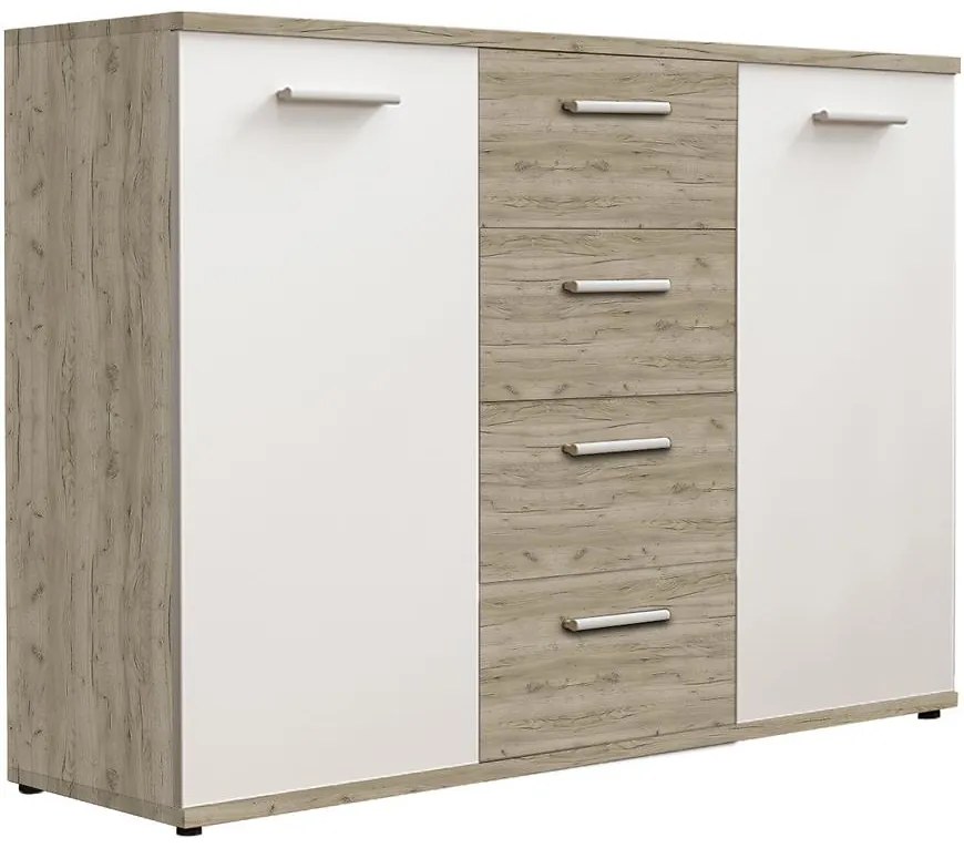 Komoda Jacky 2 Biely/Country Grey