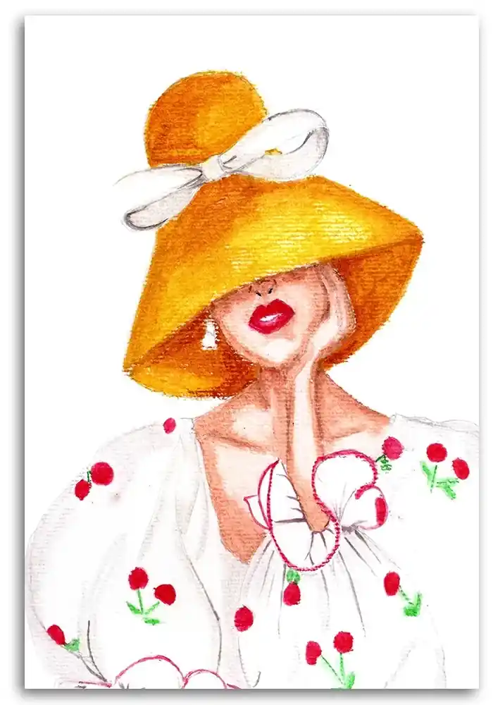 Gario Obraz Dáma so žltým klobúkom - Gisele Oliveira Fraga Baretta Rozmery:  40 x 60 cm, Prevedenie: Obraz na plátne | BIANO