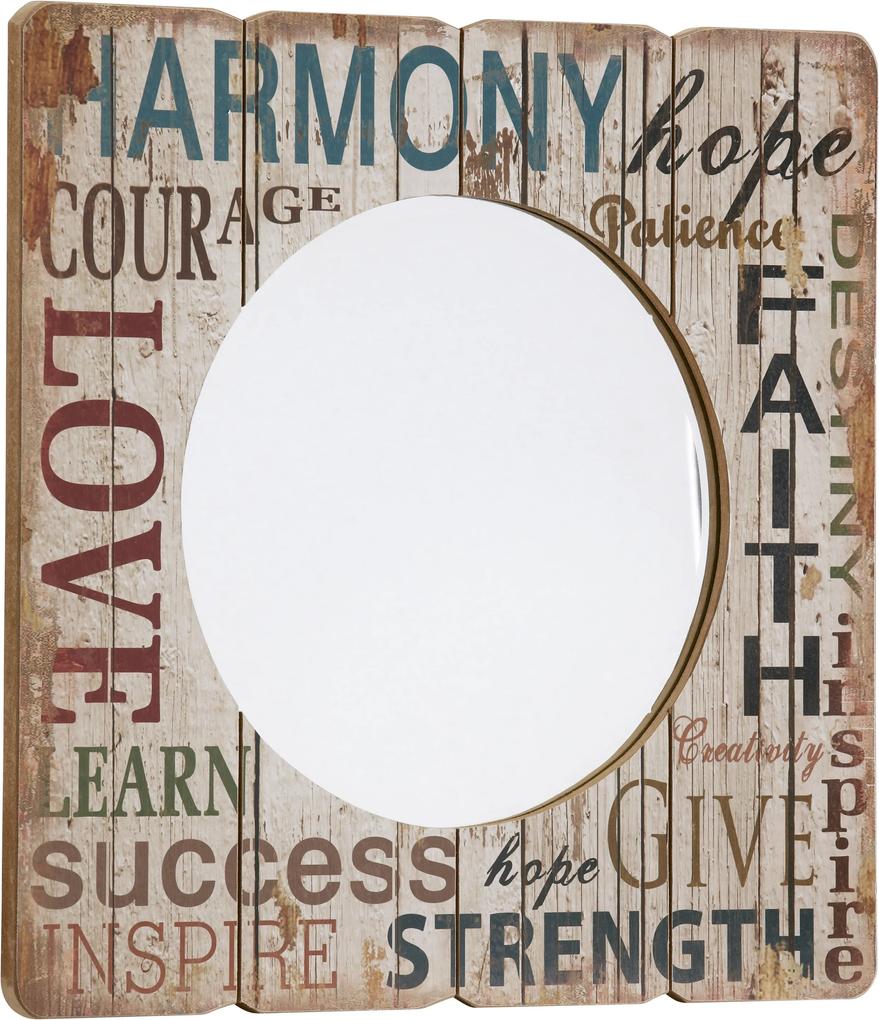 Bighome - Zrkadlo HARMONY, HOPE, FAITH 60x60 cm - viacfarebná
