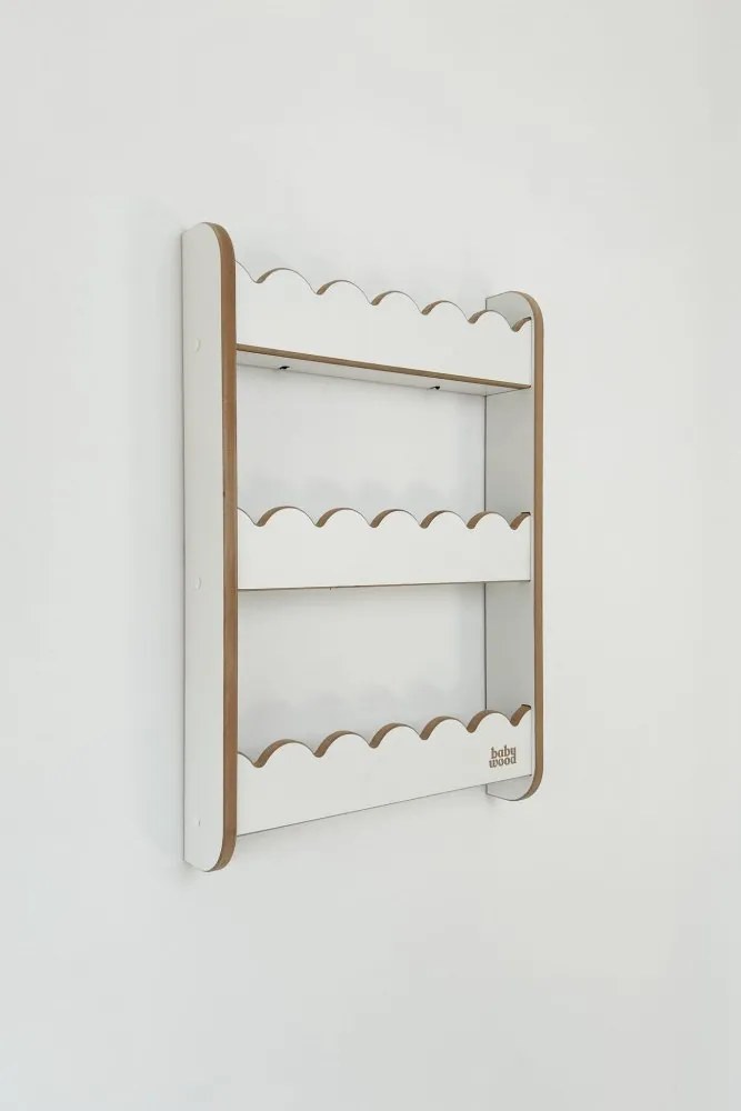 Detská nástenná polica malá – 3 úrovne úložného priestoru Biela