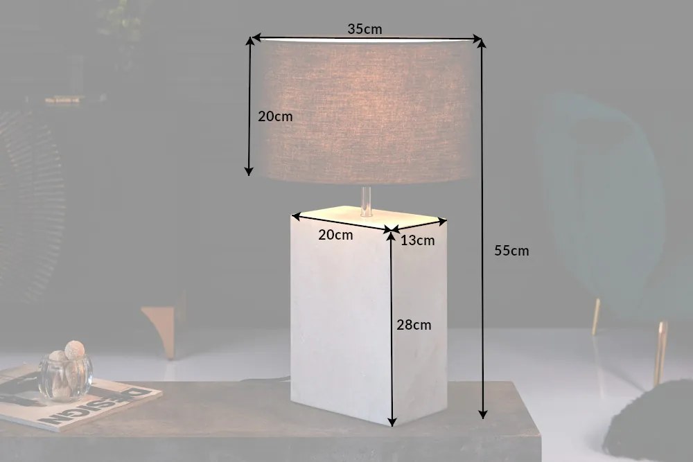 Stolná lampa mramorová 55cm biela RÁM