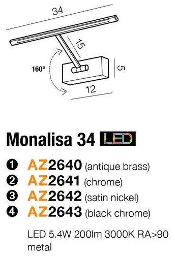 Azzardo nástenné svietidlo MONALISA AZ2641