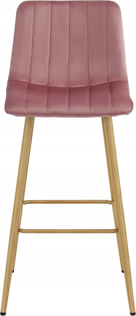 Barová stolička POZZA VELVET, ružová