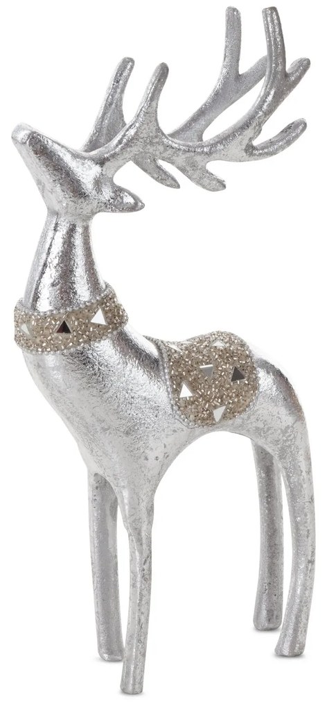 VIANOČNÁ SOŠKA DEER 30CM STRIEBORNÁ