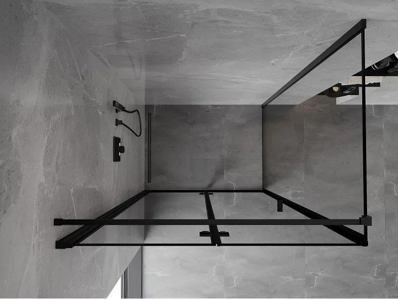 Mexen Mist-F T, 1-krídlový skladací sprchový kút ľavý 100 x 95 cm, číre sklo-čierny rám, 8A6T-100-095-70-70-L