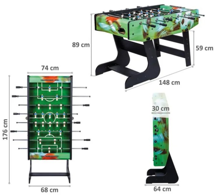 Stolný futbal Liverpool 141 x 125 x 89 cm, zelená potlač