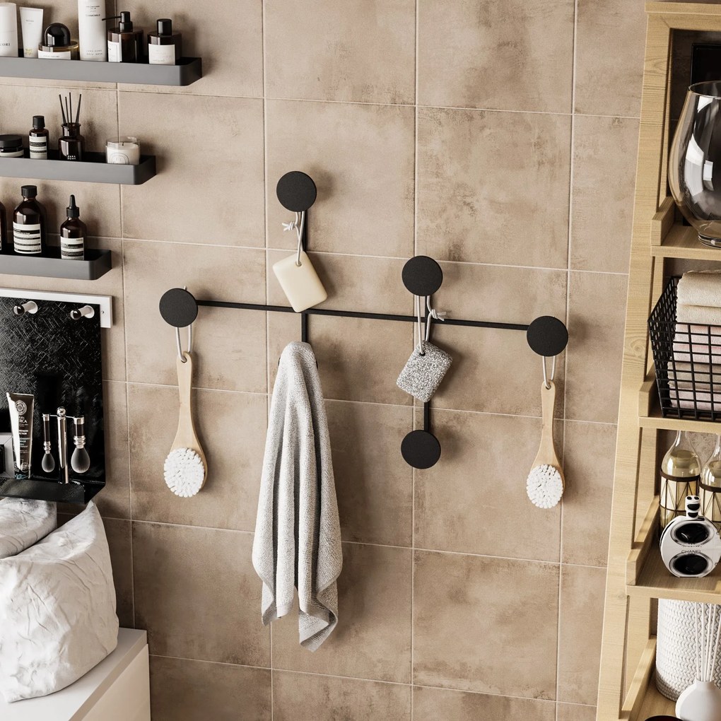 Nástenný kovový vešiak Dama 82 cm čierny